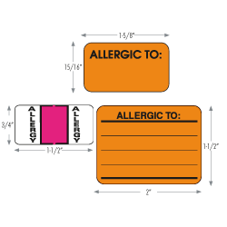 Image of 1.50″ x 0.75″ Allergy Label Pages for End Code Books, Fluorescent Pink (Model# 5808)